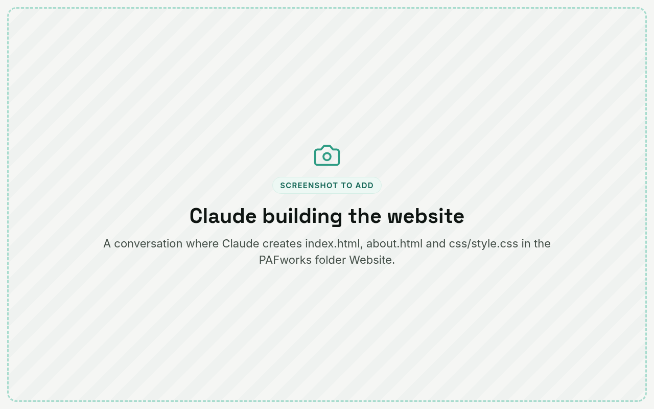 Claude creating the pages of the website in the PAFworks folder