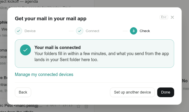 The mail guide: your mail is connected