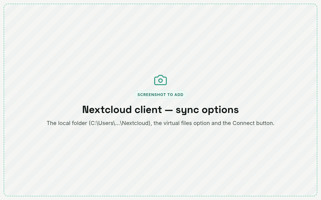 Nextcloud client: local folder and sync options