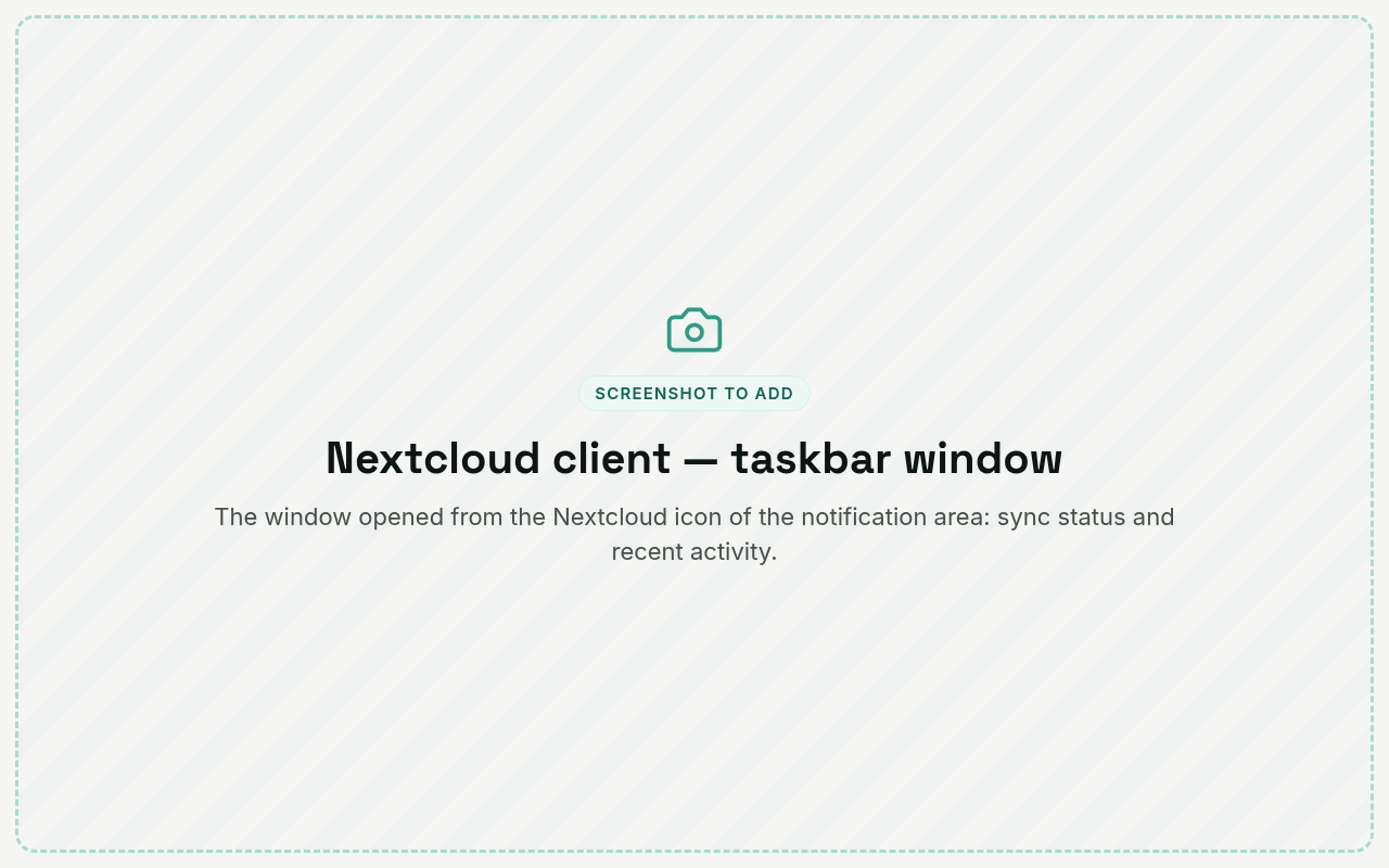 The Nextcloud client window opened from the notification area