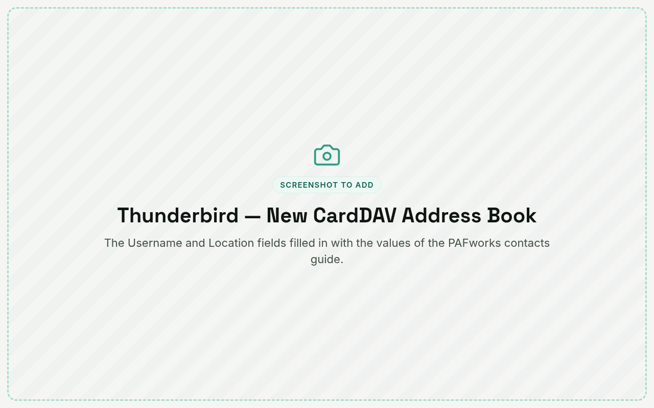 Thunderbird: New CardDAV Address Book with username and location