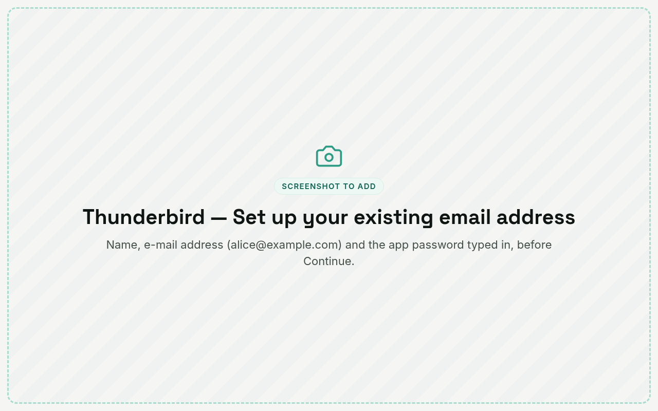Thunderbird: Set up your existing email address